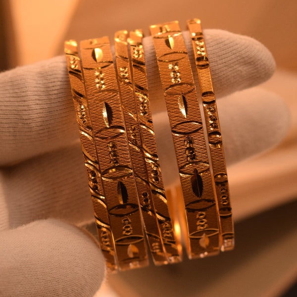 Gorgeous Unique Design Gold Plated 6pc Bangle Set for Girls/Women