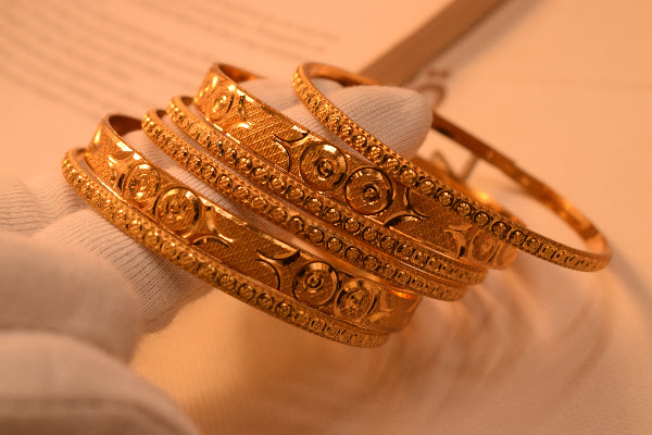 Elegant Unique Design Gold Plated 6pc Bangle Set for Girls/Women