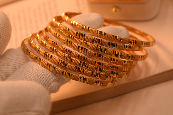 Dazzling Unique Design Gold Plated 8pc Bangle Set for Girls/Women