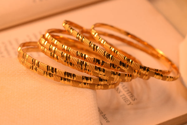 Dazzling Unique Design Gold Plated 8pc Bangle Set for Girls/Women