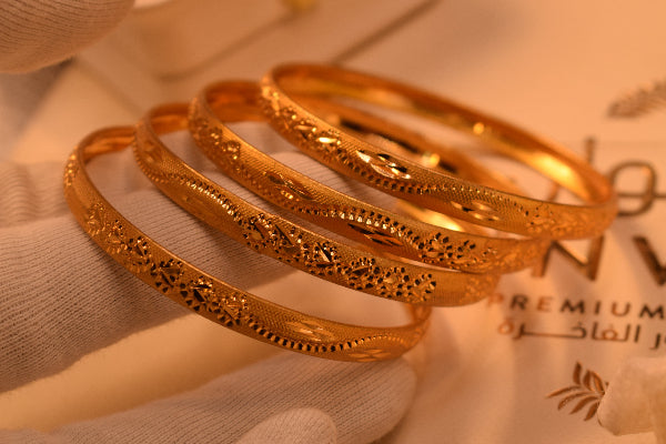 Luminous Unique Design Gold Plated 4pc Bangle Set for Girls/Women