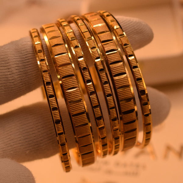Gorgeous Unique Design Gold Plated 6pc Bangle Set for Girls/Women