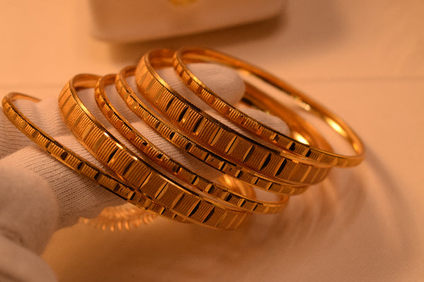 Gorgeous Unique Design Gold Plated 6pc Bangle Set for Girls/Women