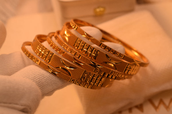 Glamorous Design Gold Plated 6pc Bangle Set for Girls/Women