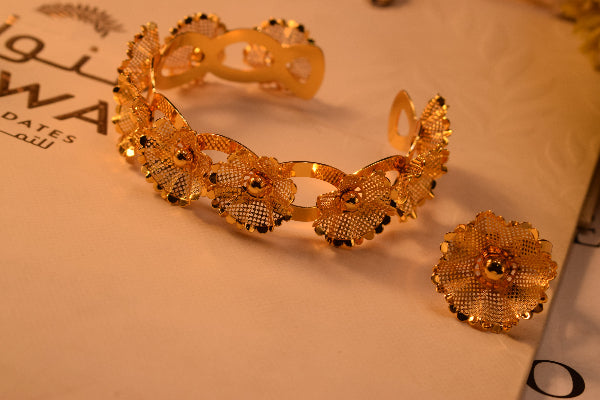 Luminous Design Gold Plated Bangle and Ring Set for Girls/Women