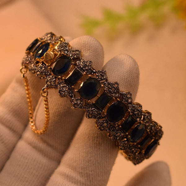 Fancy Unique Design Gold Plated Real Stones Bangle for Girls/Women