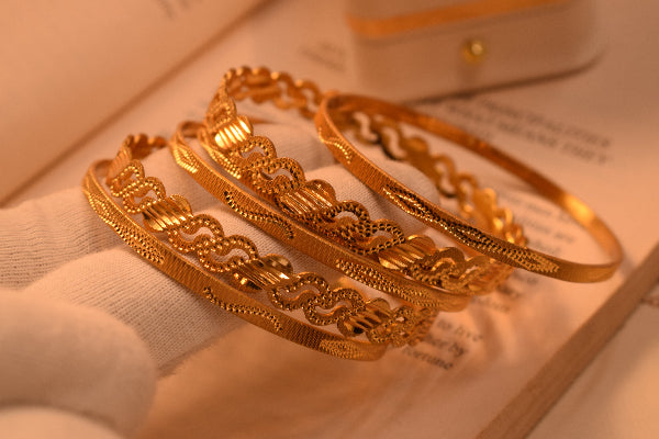 Sparkling Unique Design Gold Plated 5pc Bangle Set for Girls/Women