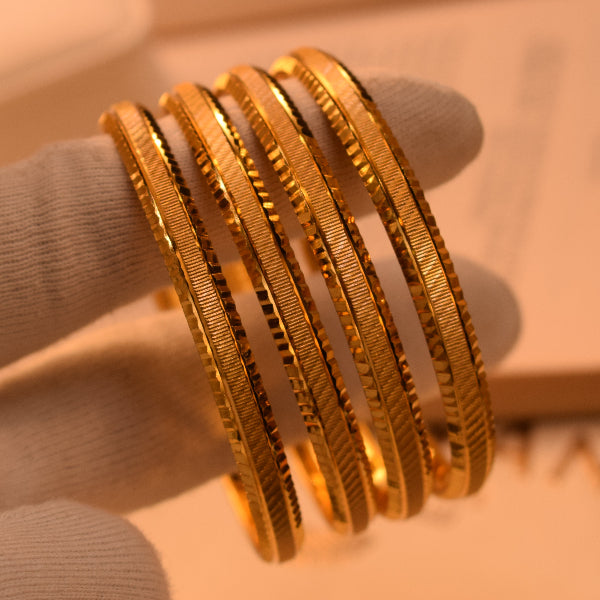 Glamorous Unique Design Gold Plated 4pc Bangle Set for Girls/Women