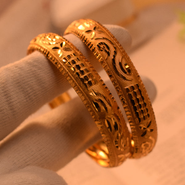 Charming Unique Design Gold Plated 2pc Bangle Set for Girls/Women