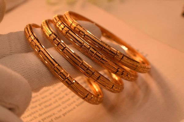 Stylish Unique Design Gold Plated 4pc Bangle Set for Girls/Women