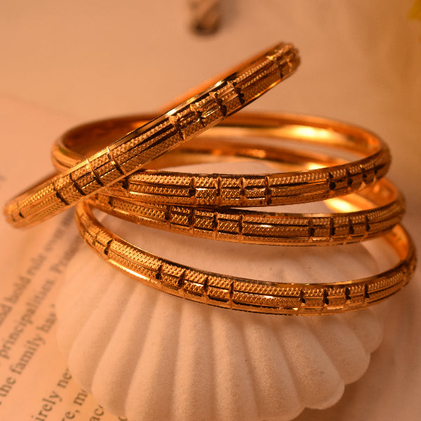 Stylish Unique Design Gold Plated 4pc Bangle Set for Girls/Women