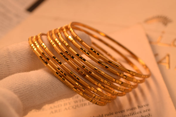 Fancy Unique Design Gold Plated 8pc Bangle Set for Girls/Women