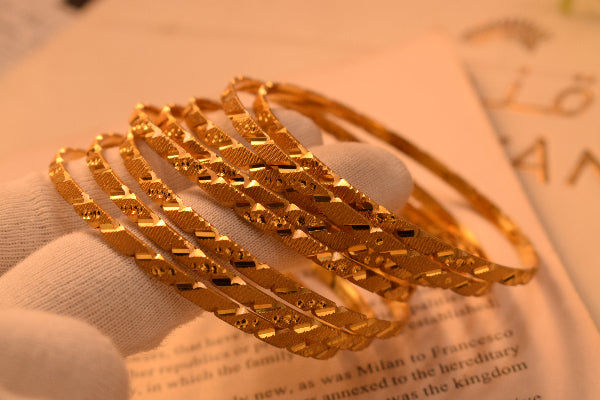 Sparkling Unique Design Gold Plated 8pc Bangle Set for Girls/Women