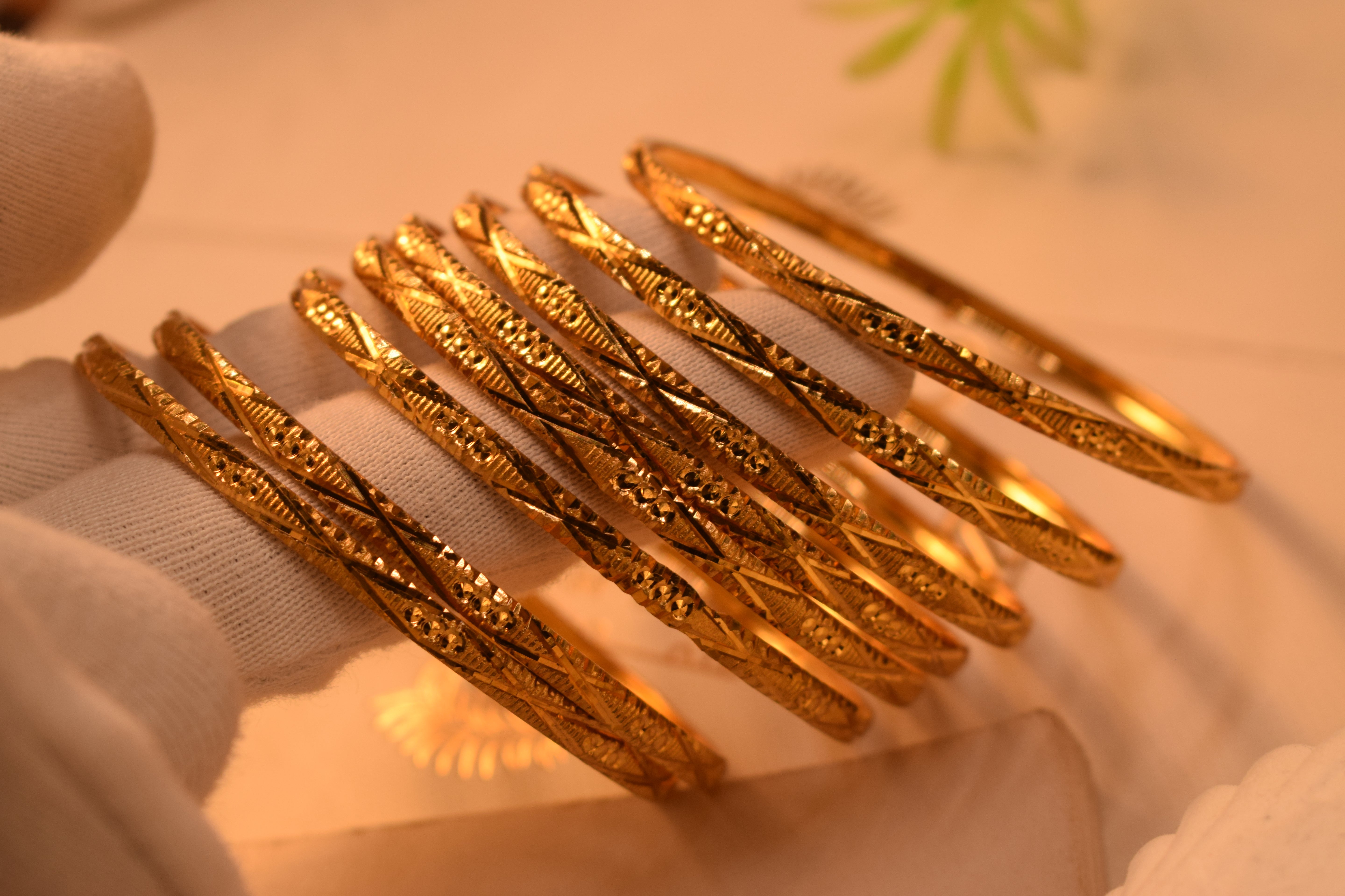 Gorgeous Unique Design Gold Plated 8pc Bangle Set for Girls/Women