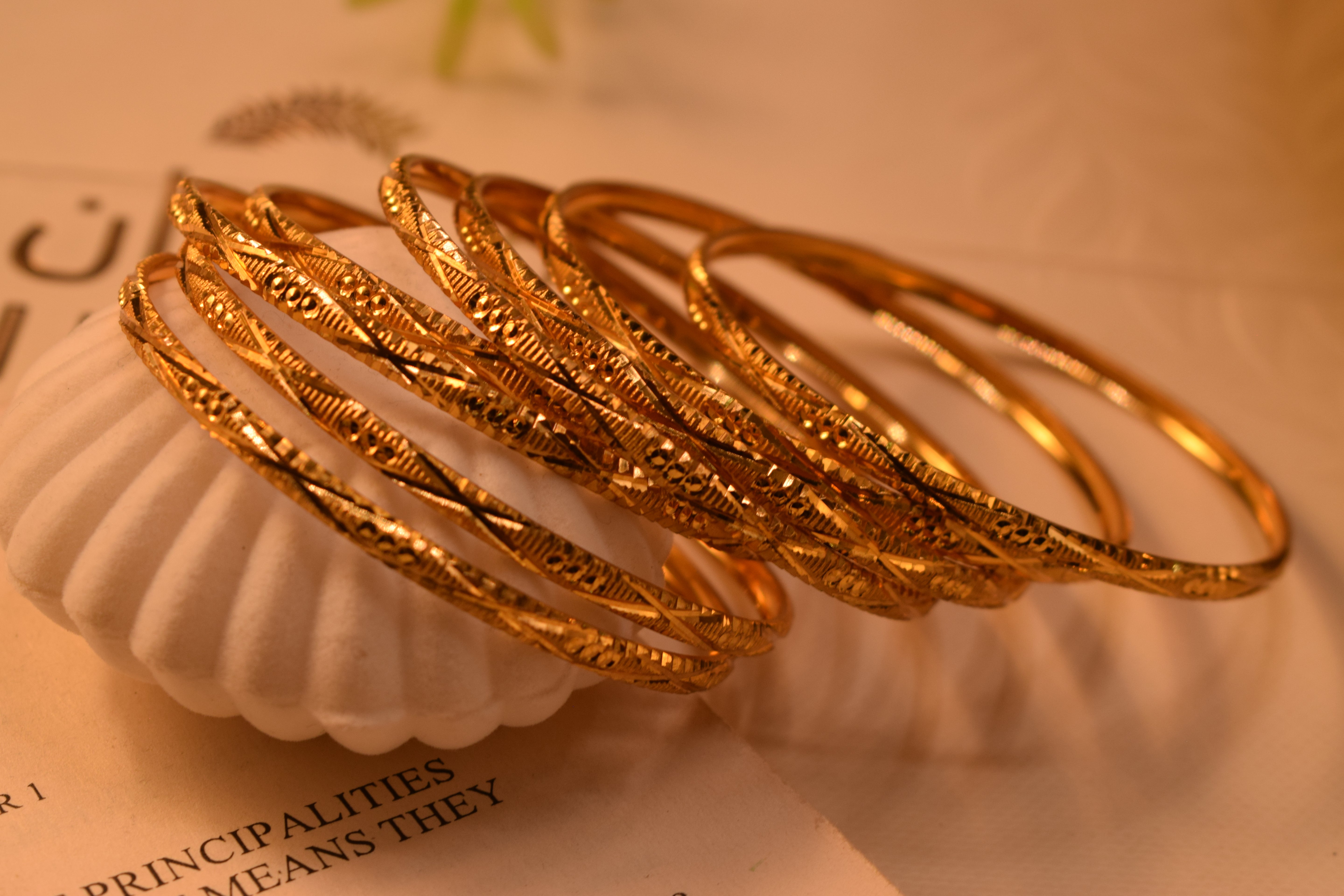 Gorgeous Unique Design Gold Plated 8pc Bangle Set for Girls/Women