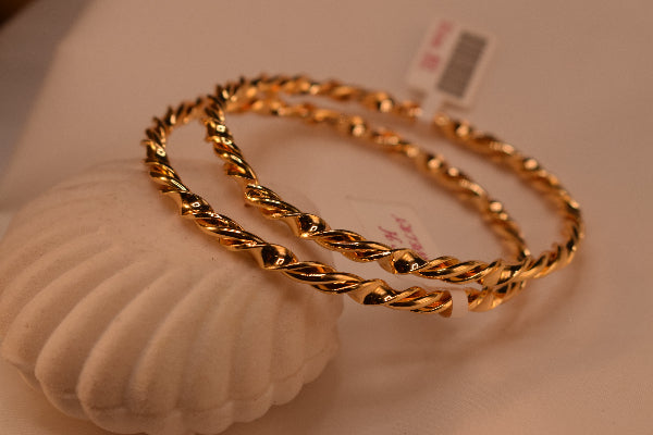 Elegant Unique Design Gold Plated 2pc Bangle Set for Girls/Women