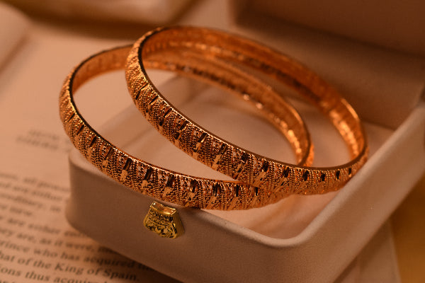 Fancy Unique Design Gold Plated 2pc Bangle Set for Girls/Women