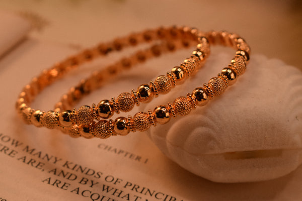 Gorgeous Unique Design Gold Plated 2pc Bangle Set for Girls/Women