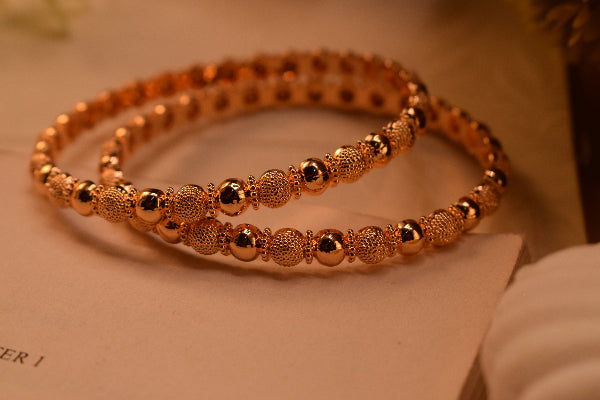 Gorgeous Unique Design Gold Plated 2pc Bangle Set for Girls/Women