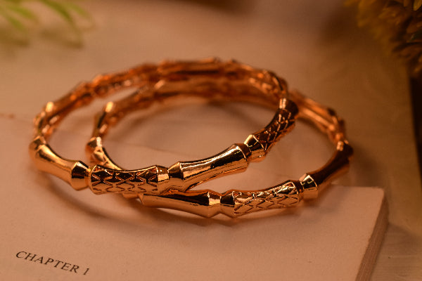 Glamorous Unique Design Gold Plated 2pc Bangle Set for Girls/Women