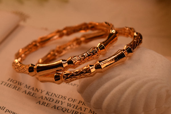 Glamorous Unique Design Gold Plated 2pc Bangle Set for Girls/Women