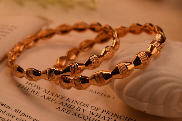Elegant Unique Design Gold Plated 2pc Bangle Set for Girls/Women
