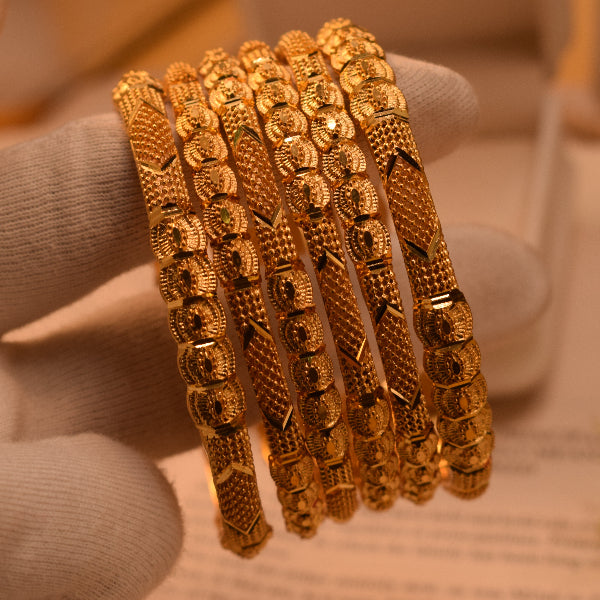 Charming Design 24K RP Gold Plated 6pc Bangle Set for Girls/Women