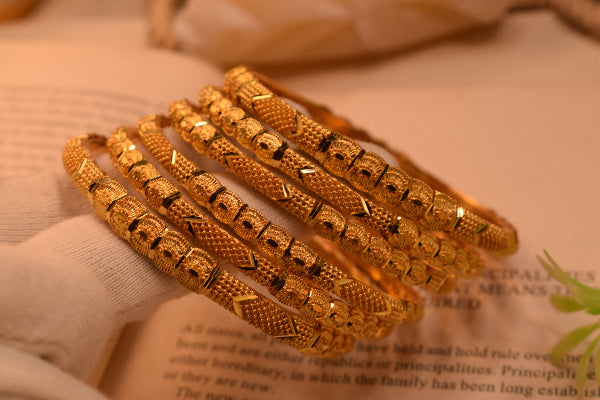 Charming Design 24K RP Gold Plated 6pc Bangle Set for Girls/Women