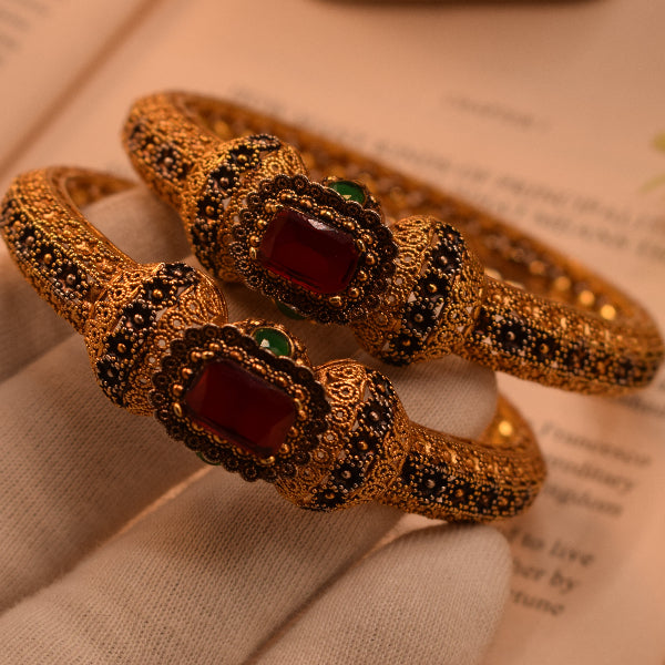 Luminous Design 24K RP Gold Plated 2pc Bangle Set for Girls/Women