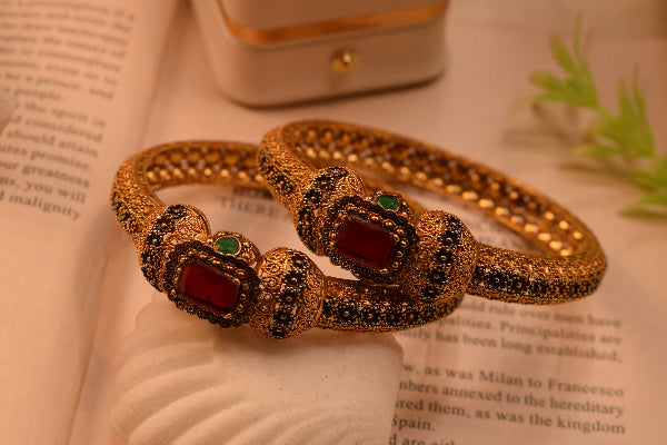 Luminous Design 24K RP Gold Plated 2pc Bangle Set for Girls/Women