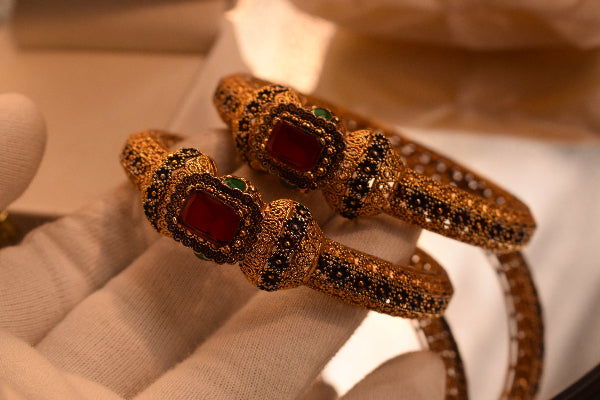 Luminous Design 24K RP Gold Plated 2pc Bangle Set for Girls/Women