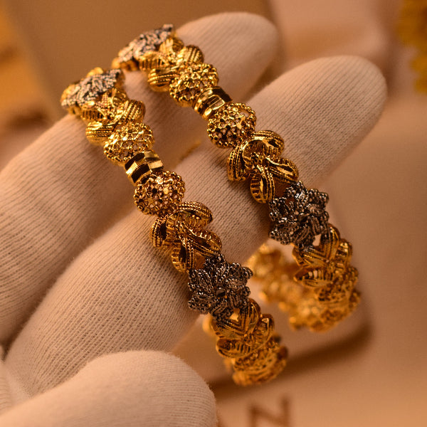 Stylish Design 24K RP Gold Plated 2pc Bangle Set for Girls/Women