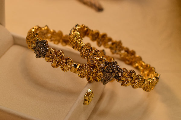 Stylish Design 24K RP Gold Plated 2pc Bangle Set for Girls/Women