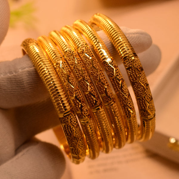 Luminous Design 24K Gold Plated 6pc Bangle Set for Girls/Women