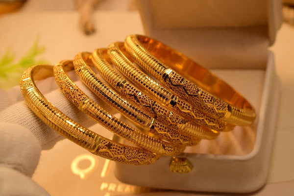 Luminous Design 24K Gold Plated 6pc Bangle Set for Girls/Women