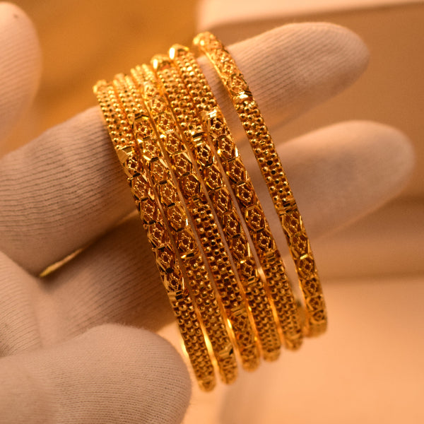 Sparkling Design 24K Gold Plated 6pc Bangle Set for Girls/Women