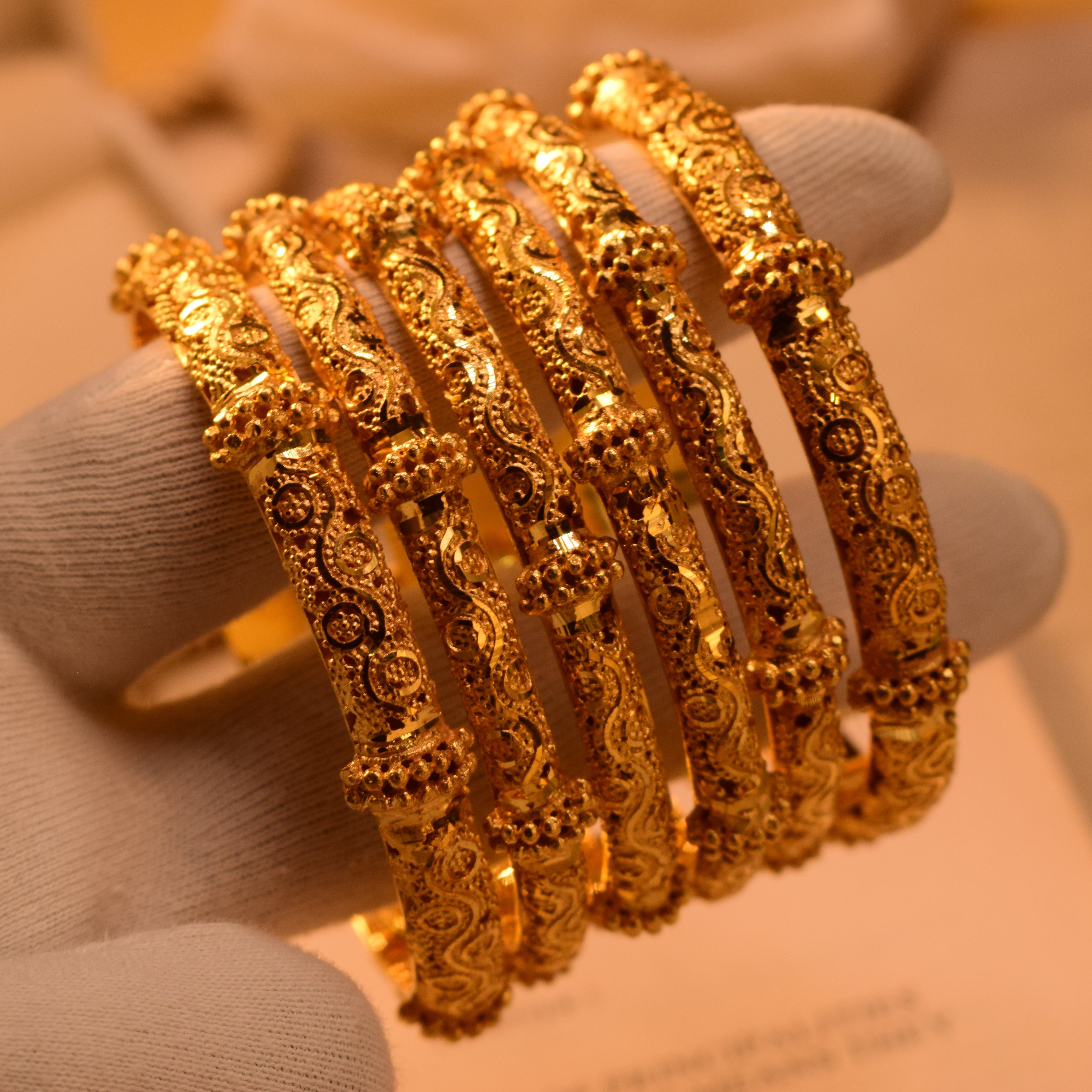 Gorgeous Design 24K Gold Plated 6pc Bangle Set for Girls/Women