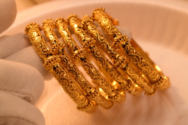 Gorgeous Design 24K Gold Plated 6pc Bangle Set for Girls/Women