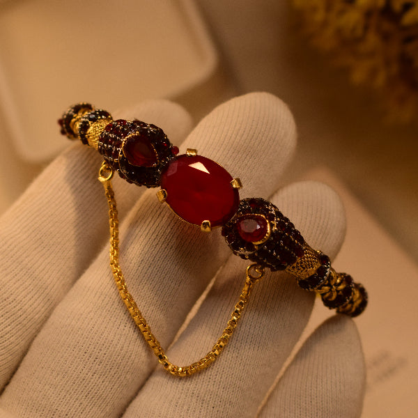 Luminous Design Gold Plated Crystal Stones Bangle for Girls/Women