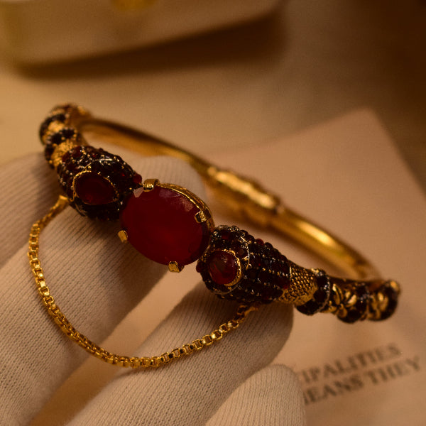 Luminous Design Gold Plated Crystal Stones Bangle for Girls/Women