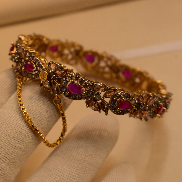 Gorgeous Design Gold Plated Crystal Stones Bangle for Girls/Women