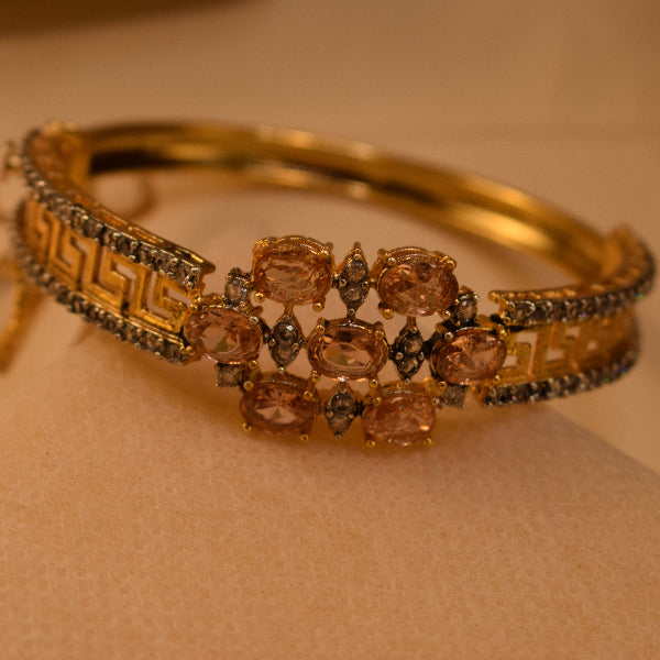 Fancy Unique Design Gold Plated Crystal Stones Bangle for Girls/Women