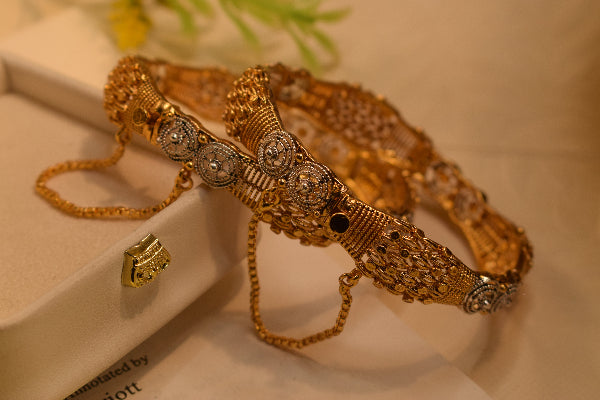 Stylish Unique Design Gold Plated 2pc Bangle Set for Girls/Women