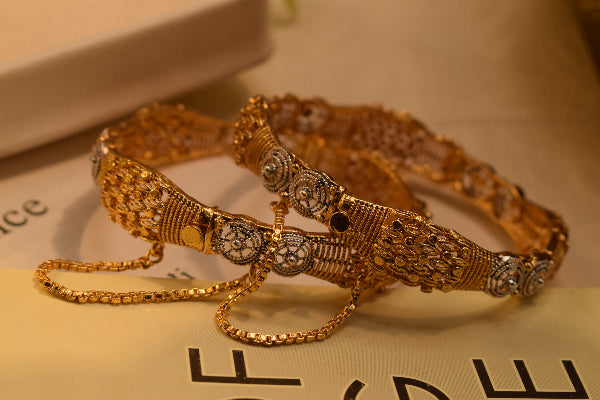 Stylish Unique Design Gold Plated 2pc Bangle Set for Girls/Women