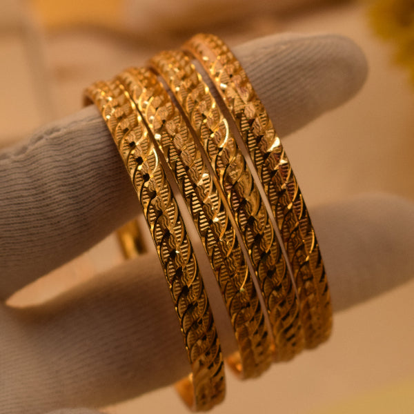 Luxury Unique Design Gold Plated 4pc Bangle Set for Girls/Women