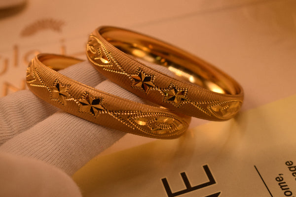 Stylish Unique Design Gold Plated 2pc Bangle Set for Girls/Women