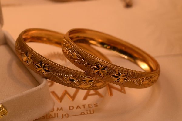 Stylish Unique Design Gold Plated 2pc Bangle Set for Girls/Women