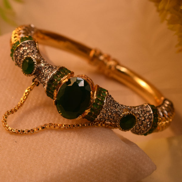 Luminous Unique Design Gold Plated Crystal Stones Bangle for Girls/Women