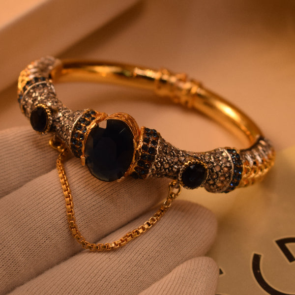 Luminous Unique Design Gold Plated Crystal Stones Bangle for Girls/Women