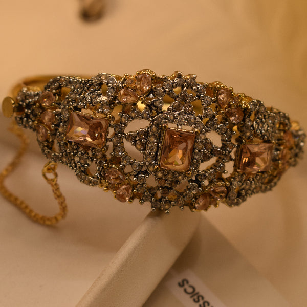 Beautiful Unique Design Gold Plated Crystal Stones Bangle for Girls/Women